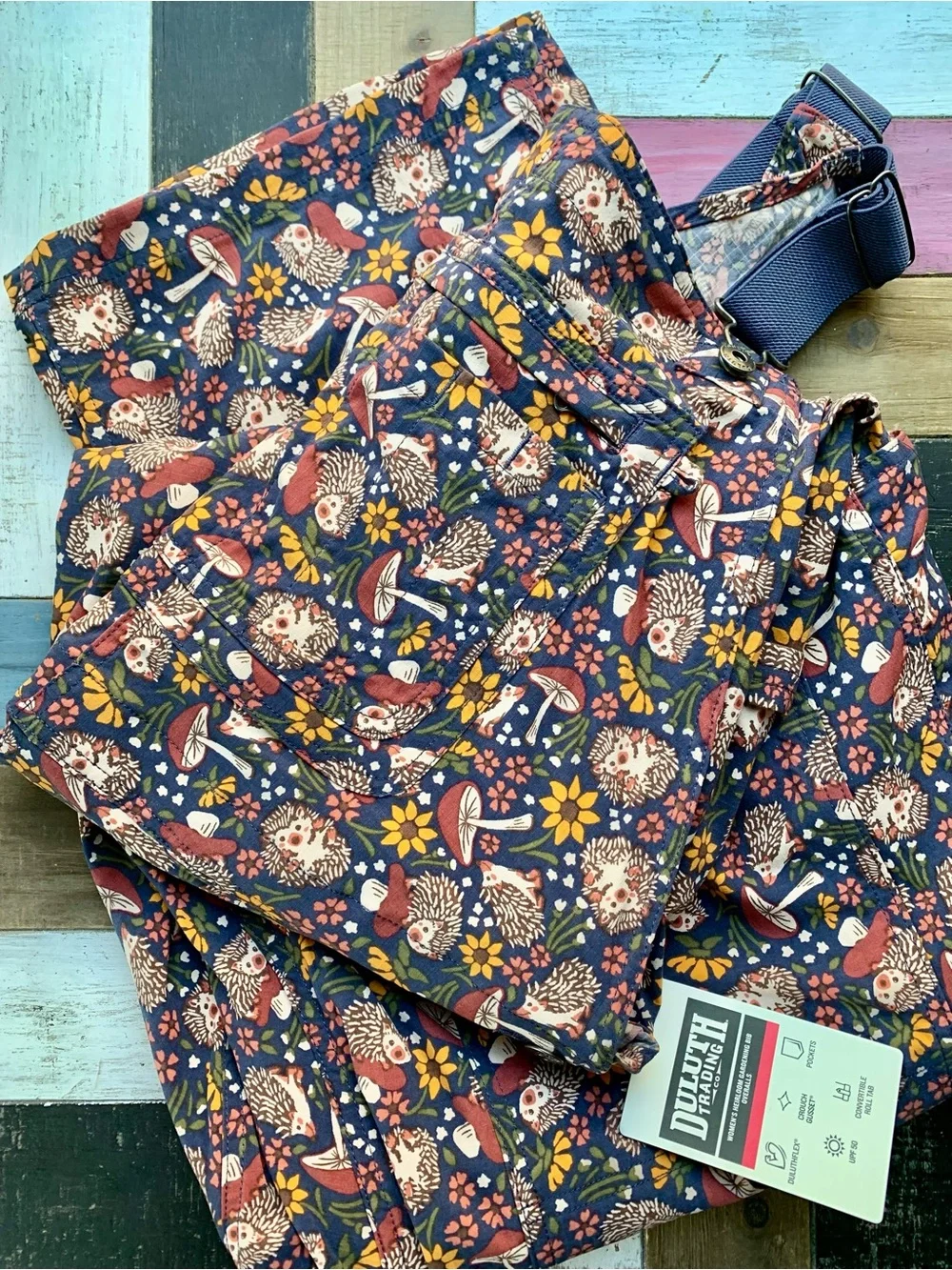 NWT Duluth XXL x31” Heirloom Gardening Bib Overalls Dusk Blue Fall Hedgehog Bibs - Picture 6 of 8